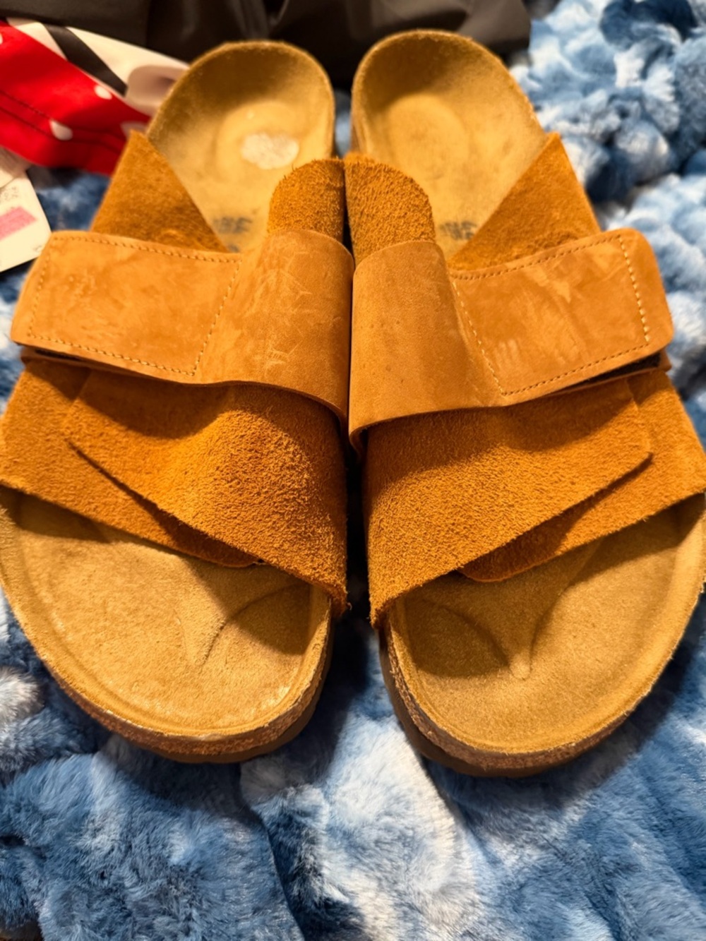Birkenstock Men's Suede Crisscross Sandals in Cognac Tan